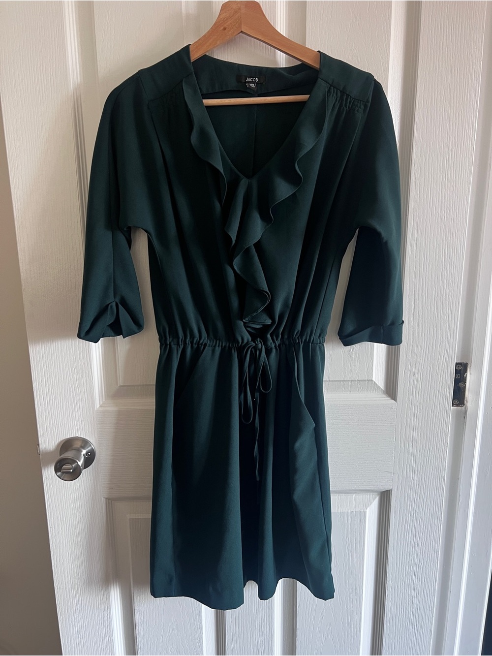 Jacob Green Ruffle-Front Drawstring Waist Dress - With Pockets! - Picture 2 of 4